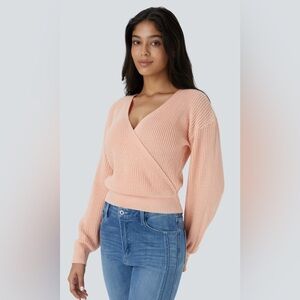 HALARA V-Neck Dropped Shoulder Long Sleeve Wrapped Relaxed Casual Sweater